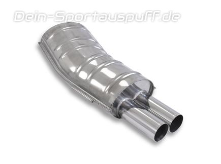 Eisenmann Edelstahl Sportauspuff RACE-Version BMW 3er E36 Limo Coupe Cabrio Touring 320i 323i 2x76mm rund scharf gerade