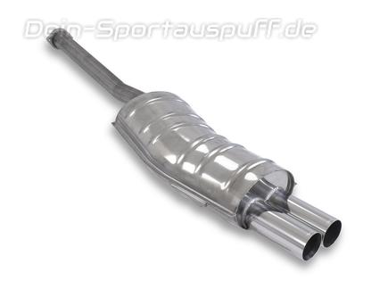 Eisenmann Sportauspuff inkl. Verbindungsrohr BMW 3er E36 Limo Coupe Cabrio Touring 320i 323i 2x76mm rund scharf gerade