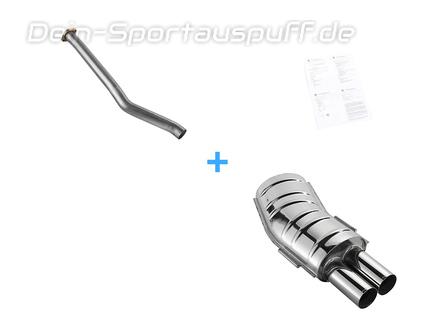 Eisenmann Sportauspuff inkl. Verbindungsrohr BMW 3er E36 Limo Coupe Cabrio Touring 320i 323i 2x83mm rund scharf gerade