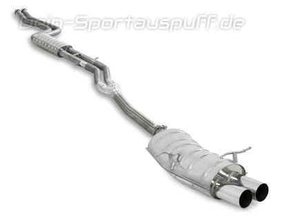 Eisenmann Komplettanlage ab Kat mit RACE-Schalldämpfer BMW 3er E46 Limo Touring Coupe Cabrio 2x83mm rund scharf gerade