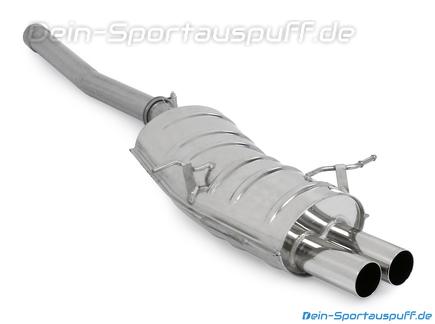 Eisenmann Racing-Komplettanlage ab VSD mit RACE-Schalldämpfer BMW 3er E46 Limo Touring Coupe Cabrio 2x76mm rund scharf gerade