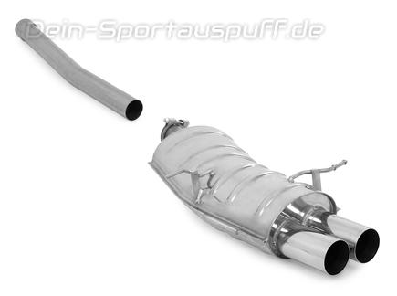 Eisenmann Racing-Komplettanlage ab VSD mit RACE-Schalldämpfer BMW 3er E46 Limo Touring Coupe Cabrio 2x83mm rund scharf gerade