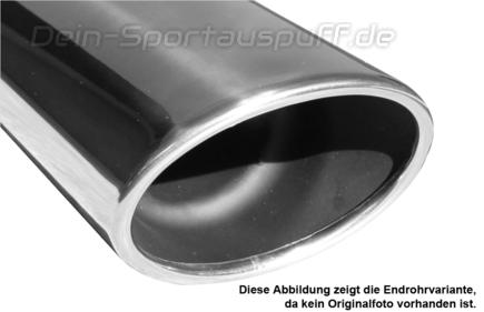 Fox Edelstahl Auspuffendrohr zum Anschweißen 129x106mm oval Länge 300mm mit langer Tulpe Typ 44