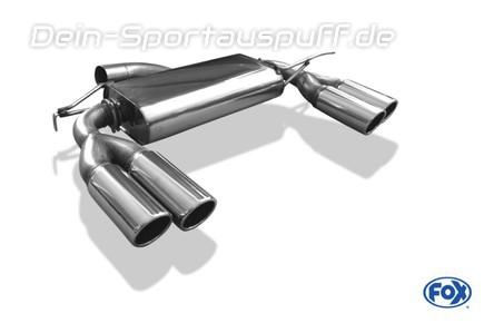Fox Edelstahl Duplex Sportauspuff VW Beetle Cabrio Typ 16 5C 1.4l (Mod. mit Starrachse) je 2x80mm rund eingerollt abgeschrägt