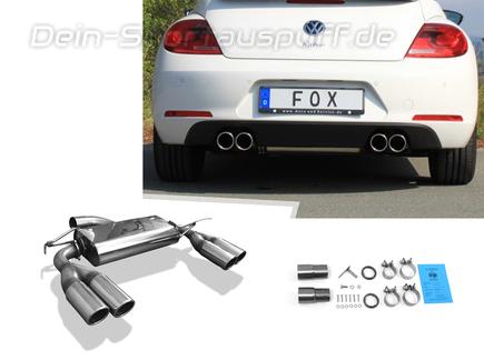 Fox Edelstahl Duplex Sportauspuff VW Beetle Typ 16 5C 1.4l (Mod. mit Starrachse) je 2x90mm rund eingerollt abgeschrägt