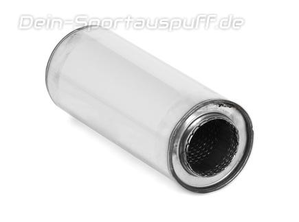 Fox Edelstahl Universal Schalldämpfer rund 100mm einflutig Länge 250mm Eingang/Ausgang 63,5mm/63,5mm