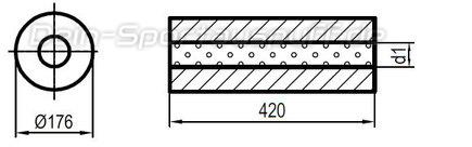 Fox Edelstahl Universal Schalldämpfer rund 176mm einflutig Länge 420mm Eingang/Ausgang 76mm/76mm Fox Edelstahl Universal Schalldämpfer rund 176mm einflutig Länge 420mm Eingang/Ausgang 76mm/76mm