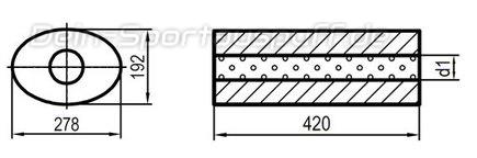 Fox Edelstahl Universal Schalldämpfer oval 278x192mm einflutig Länge 420mm Eingang/Ausgang 88,9mm/88,9mm Fox Edelstahl Universal Schalldämpfer oval 278x192mm einflutig Länge 420mm Eingang/Ausgang 88,9mm/88,9mm