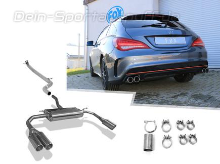 Fox Edelstahl Duplex Racing-Komplettanlage ab Kat Mercedes CLA C117 je 2x80mm rund eingerollt gerade
