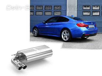Eisenmann Edelstahl Sportauspuff mit Klappensteuerung BMW 4er 428i F32 F33 F36 2x76mm rund scharf gerade