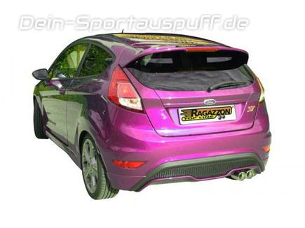 Ragazzon Edelstahl Racing-Komplettanlage ab Kat Ford Fiesta ST MK7 Typ JA8 2x80mm rund eingerollt versetzt