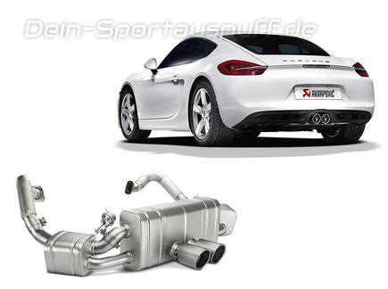 Akrapovic Titan Mittig Komplettanlage ab Kat Porsche Cayman S, GTS Typ 981 2x rund eingerollt abgeschrägt