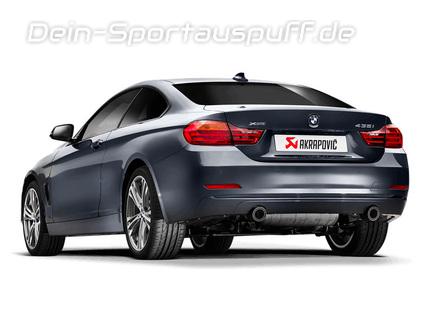 Akrapovic Edelstahl Duplex Komplettanlage ab Kat BMW 4er F32 435i Coupe je 1x rund eingerollt abgeschrägt aus Carbon