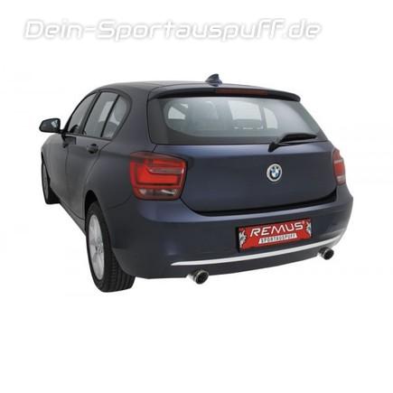 Remus Edelstahl Duplex Komplettanlage ab Kat BMW 1er F20 F21 116i 118i je 84mm Carbon Race rund eingerollt abgeschrägt