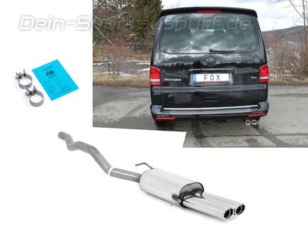 Fox Edelstahl Sportauspuff VW T5 Bus 2x88x74mm oval eingerollt abgeschrägt mit Absorber