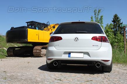 Fox Edelstahl Duplex Sportauspuff VW Golf 7 2.0l TDI 4Motion je 100mm rund eingerollt abgeschrägt