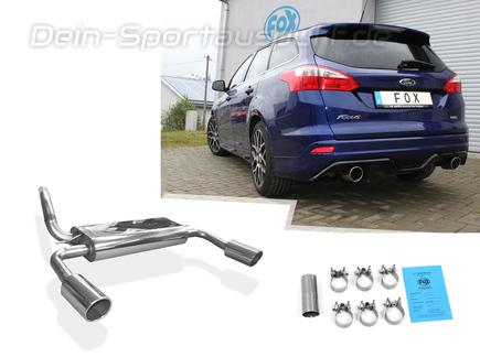 Fox Edelstahl Duplex Sportauspuff Ford Focus 3 Turnier 1.5l u. 1.6l Ecoboost je 100mm rund eingerollt abgeschrägt