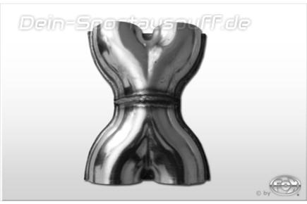 FOX Edelstahl Auspuff X-Rohr Eingang/Ausgang 2x52mm/2x52mm LxB 200mmx150mm