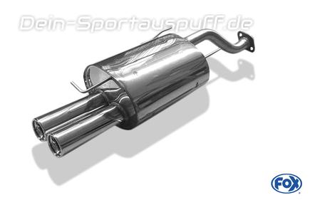 Fox Edelstahl Sportauspuff Honda Civic 6 Fastback 5-türer Typ MA8/MB2 2x76mm rund eingerollt gerade mit Absorber