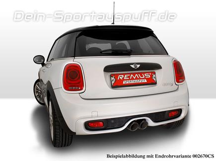 Remus Edelstahl Komplettanlage ab Kat mit optionaler Klappensteuerung Mittig Mini Cooper S F55 5-Tür inkl. Endrohrsatz nach Wahl