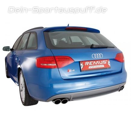 Remus Edelstahl Duplex Sportauspuff rechts links Audi S4 B8 Avant Typ 8K je 2x84mm rund eingerollt abgeschrägt