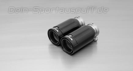 Remus Edelstahl Endrohrsatz Porsche Cayman inkl. S Typ 987 Facelift 2x98mm mittig Street Race Black Chrome rund eingerollt in schwarz