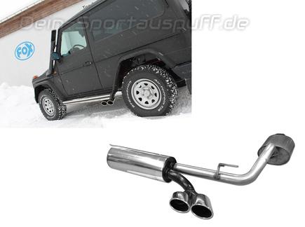 Fox Edelstahl Komplettanlage ab Kat Mercedes G-Klasse W463 G500 mit Trittbrett 2x115x85mm oval eingerollt nach links abgeschrägt