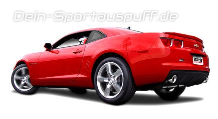 Borla Edelstahl Duplex Sportauspuffanlage ab Kat Chevrolet Camaro V6 Modelljahr 2010-13 je 89mm rund eingerollt abgeschrägt