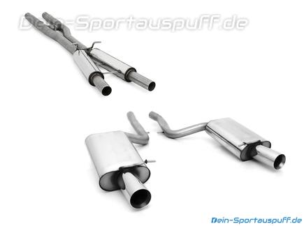 Fox Edelstahl Duplex Sportauspuff-Komplettanlage ab Kat Audi S4 Cabrio B6 B7 je 100mm rund doppelwandig gerade