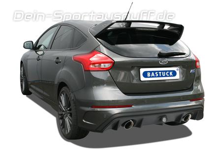 Bastuck Edelstahl Duplex Sportauspuff-Komplettanlage inkl. Kat Ø76mm Ford Focus 3 RS ab 2016 je 100mm rund doppelwandig abgeschrägt