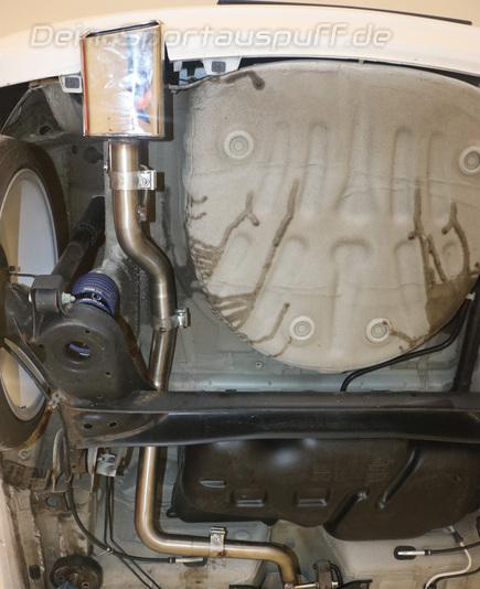 Fox Edelstahl Sportauspuff VW UP! 145x65mm trapezförmig eingerollt nach unten & seitlich abgeschrägt