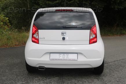 Fox Edelstahl Sportauspuff Seat Mii 145x65mm trapezförmig eingerollt nach unten & seitlich abgeschrägt