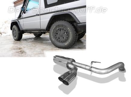 Fox Edelstahl Sportauspuff Mercedes G-Klasse Cabrio W463 ohne Trittbrett 2x80mm rund scharf abgeschrägt