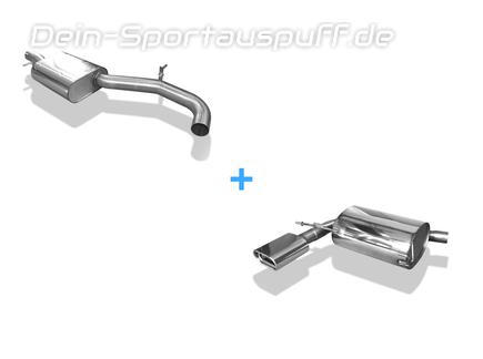 Fox Edelstahl Sportauspuff-Komplettanlage ab Kat Audi A3 8P 3.2 V6 quattro Sportback 160x80mm flachoval eingerollt abgeschrägt mit Absorber