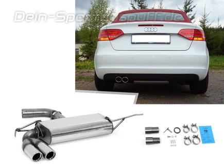 Fox Edelstahl Sportauspuff Ø70mm Audi A3 8P 1.4 TFSI 2x76mm rund eingerollt abgeschrägt