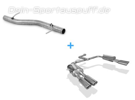FOX Edelstahl Duplex Racing-Komplettanlage ab Kat VW T5 Bus je 2x88x74mm oval eingerollt abgeschrägt mit Absorber