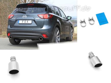 Fox Edelstahl Duplex Endrohrsatz zum Anschrauben (Øinnen 54mm) Mazda CX-5 inkl. 4x4 je 100mm rund eingerollt abgeschrägt