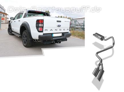 Fox Edelstahl Sidepipe Komplettanlage ab Kat Ford Ranger ab 2015 Ausgang links hinter dem Hinterrad 2x115x85mm oval eingerollt