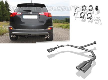 FOX Edelstahl Duplex Endrohrsystem Toyota RAV4 IV Diesel ab 2013 je 2x80mm rund eingerollt abgeschrägt mit Absorber