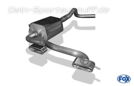 FOX Edelstahl Mittig Sportauspuff Renault Megane 2 Sport - RS 130x50mm flachoval eingerollt abgeschrägt
