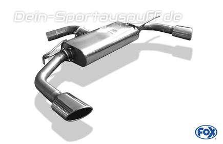Fox Edelstahl Duplex Sportauspuff VW Beetle Typ 5C 1.2l TSI (Mod. mit Einzelradaufhängung) je 115x85mm oval eingerollt seitlich abgeschrägt