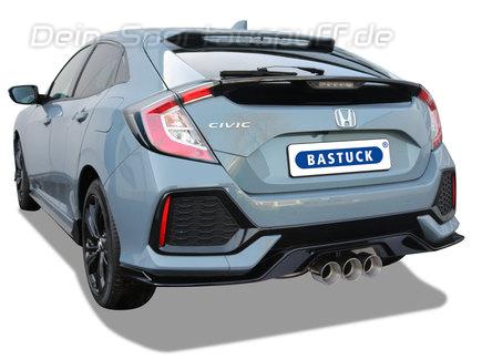 Bastuck Edelstahl Ø70mm Racing-Komplettanlage ab Kat mit Klappensteuerung Honda Civic 10 Typ FK 1.5l Turbo ab Bj.17 3x100mm rund doppelwandig TYPE-R Optik