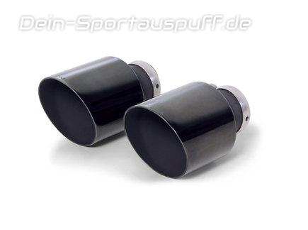 Remus Edelstahl Endrohrsatz 2x115mm rund scharfkantig abgeschrägt Black Chrome (Länge 145mm)