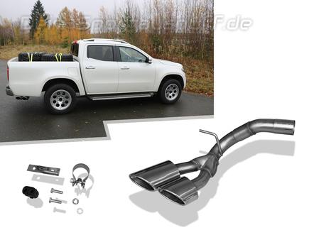 FOX Edelstahl Endrohrsystem Sidepipe rechts Mercedes X-Klasse X470 4MATIC 2x115x85mm oval eingerollt abgeschrägt