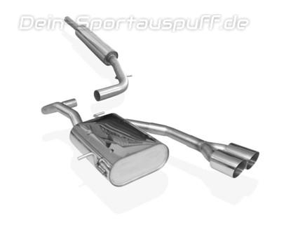 FOX Edelstahl Sportauspuffanlage ab Kat. Ausgang mittig VW Lupo 2x80mm rund scharf abgeschrägt