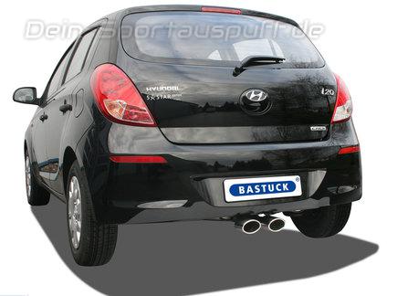 Bastuck Edelstahl Sportauspuff Mittig inkl. Adapter auf Serie Hyundai i20 Typ PB 2008-2014 2x105x75mm oval eingerollt gerade
