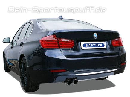 Bastuck Edelstahl Sportauspuff inkl. Adapter auf Serie BMW 3er F30 F31 1.6l Turbo 2x76mm rund scharf abgeschrägt