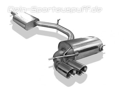 Fox Edelstahl Sportauspuff-Komplettanlage ab Kat Audi A3 8P 3.2 V6 quattro Sportback 2x90mm rund doppelwandig abgeschrägt