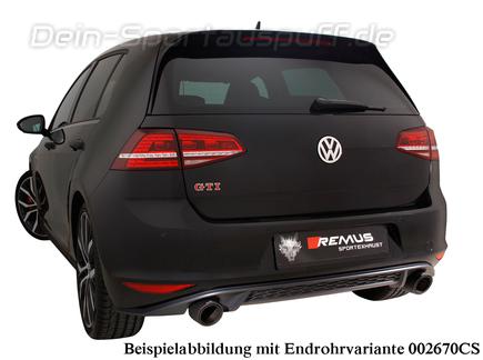 Remus Edelstahl Duplex Racing-Komplettanlage ab Kat VW Golf 7 GTI inkl. 1 Endrohr rechts+links nach Wahl