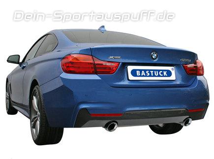 Bastuck Edelstahl Duplex Sportauspuff BMW 4er F32 F33 F36 428i 180kW bis Bj.2015 je 90mm rund doppelwandig abgeschrägt